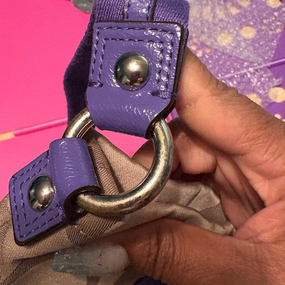 Coach Poppy Tan and Purple Shoulder Bag - Picture 11 of 16